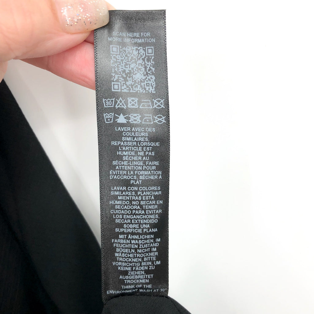 TOPSHOP Women's Cut Out Chuck On Mini Dress Size 6 Black Tie Neck Chiffon NWT