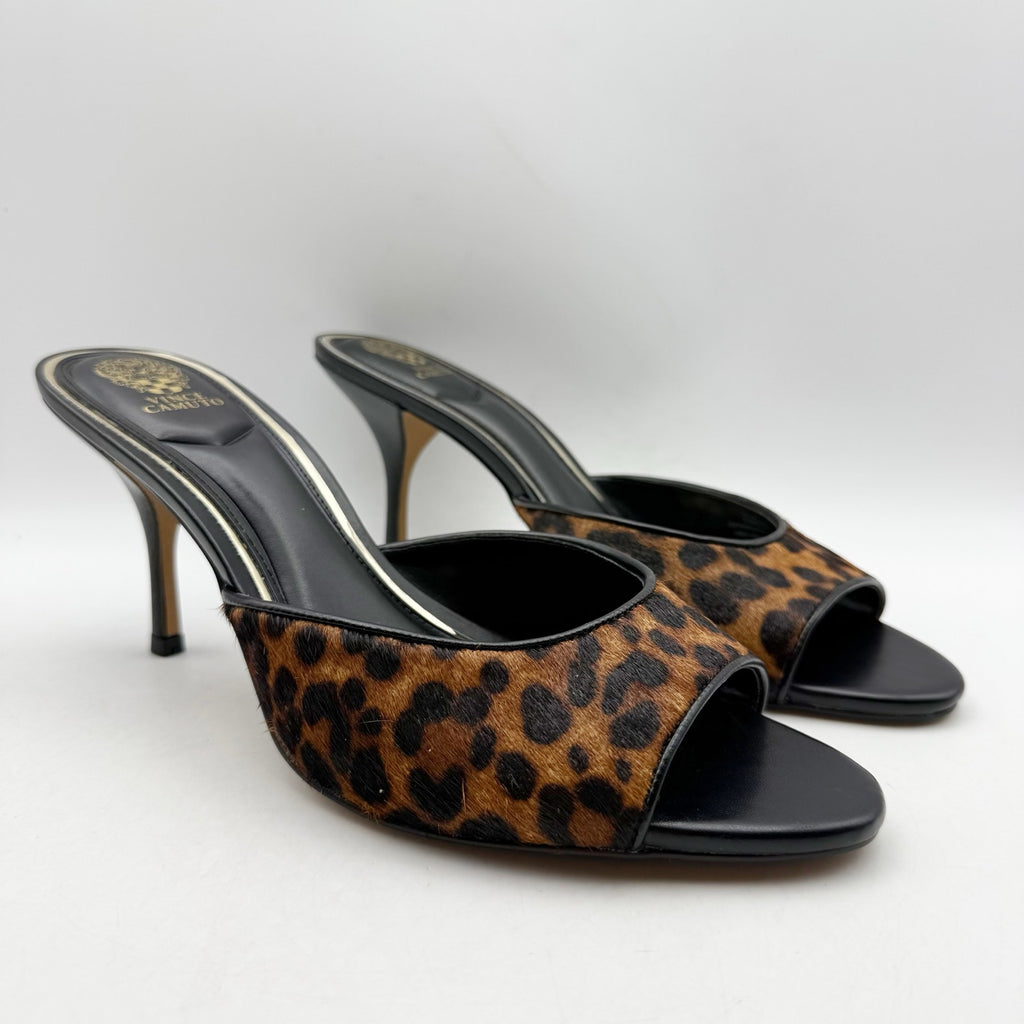 Vince Camuto Womens Prynn Heel Sandals US 11 M EU 42.5 Brown Black Calf Hair NIB