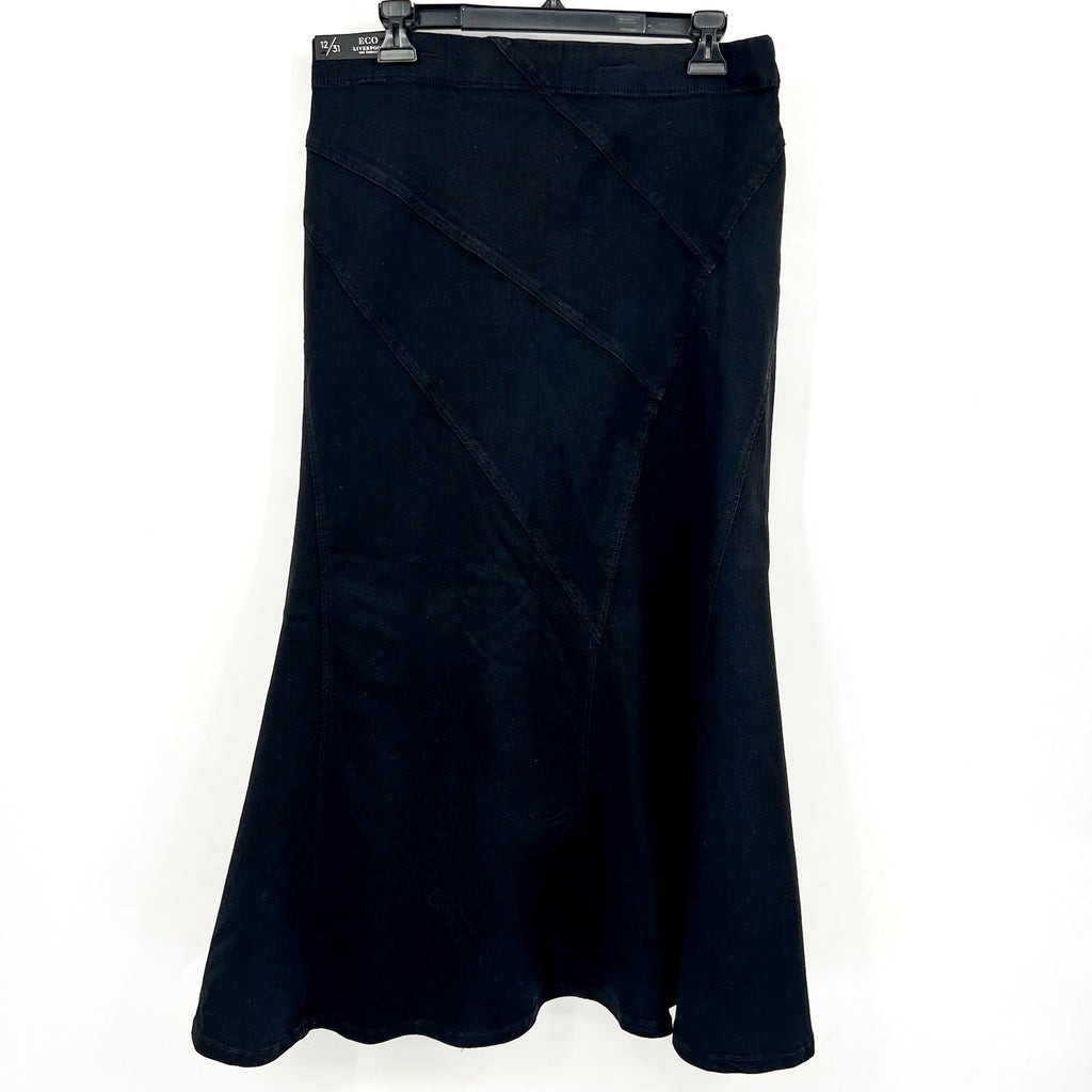 Liverpool Women's Mermaid Denim Maxi Skirt Size 12 31 Black Rinse Seamed NWT