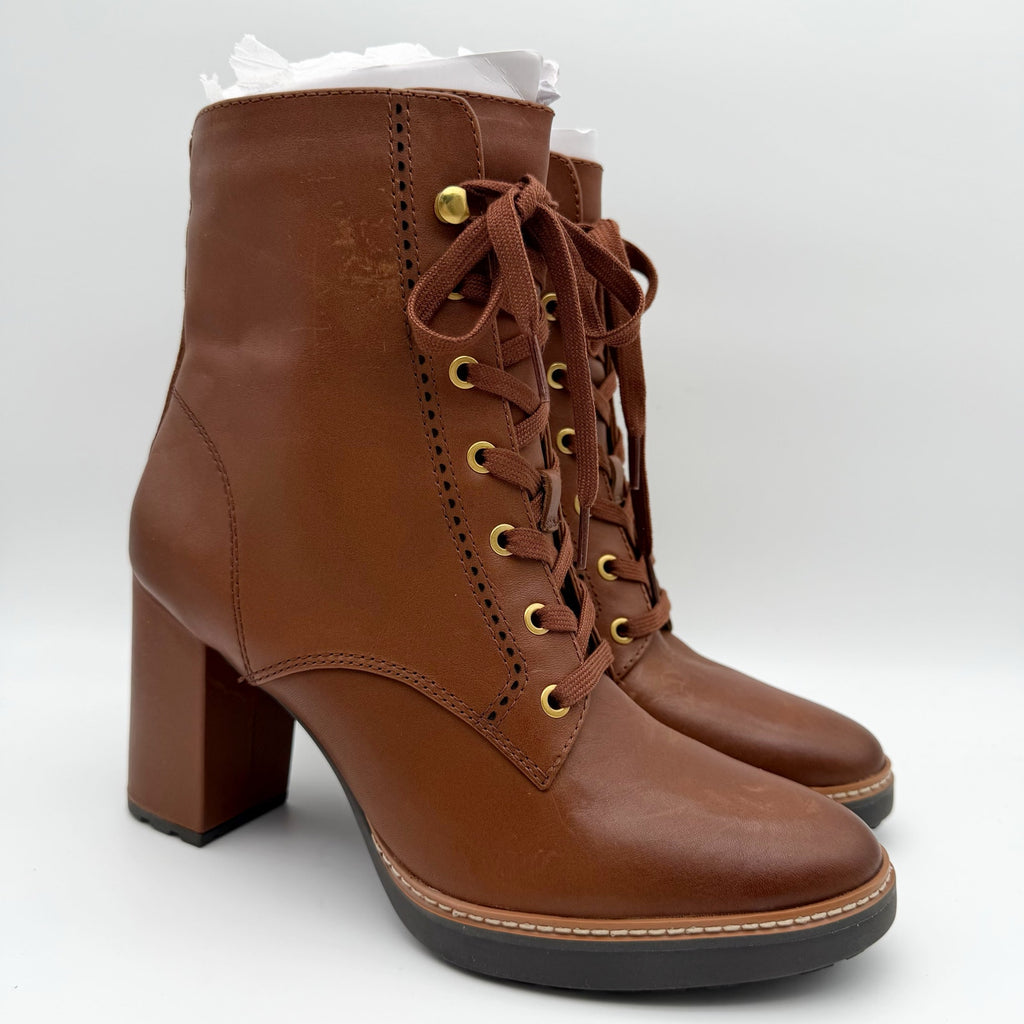 Naturalizer Womens Callie Heeled Boots US 10.5 M EU 41.5 Brown Leather NIB