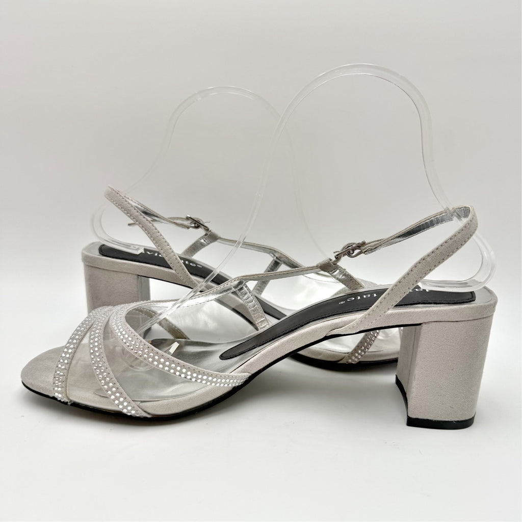 David Tate Womens Wed Heeled Sandals Size 8.5 Wide Silver NWOB