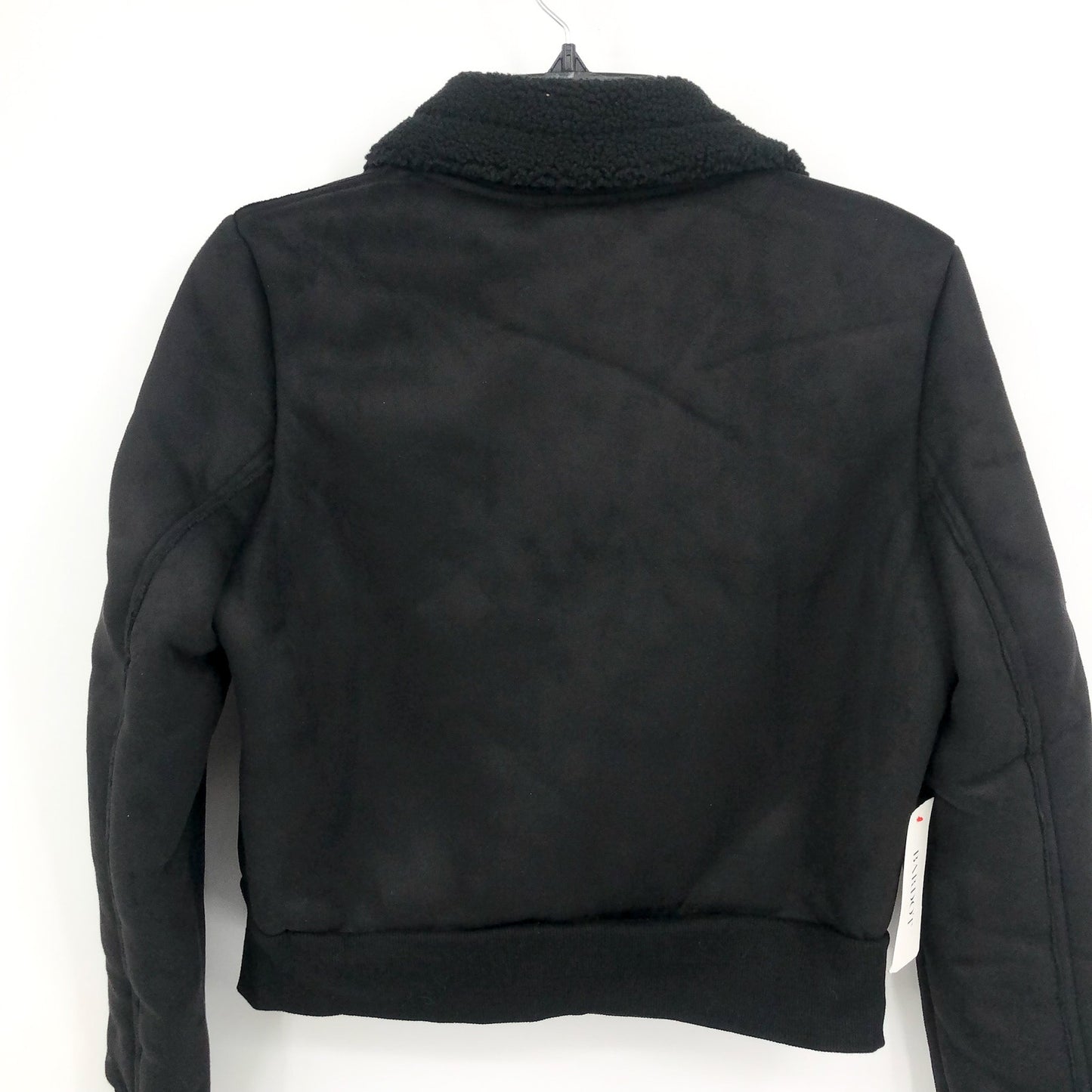 BARDOT Women's Shearling Bomber Jacket Small US 4 Black Faux Suede Cropped NWT