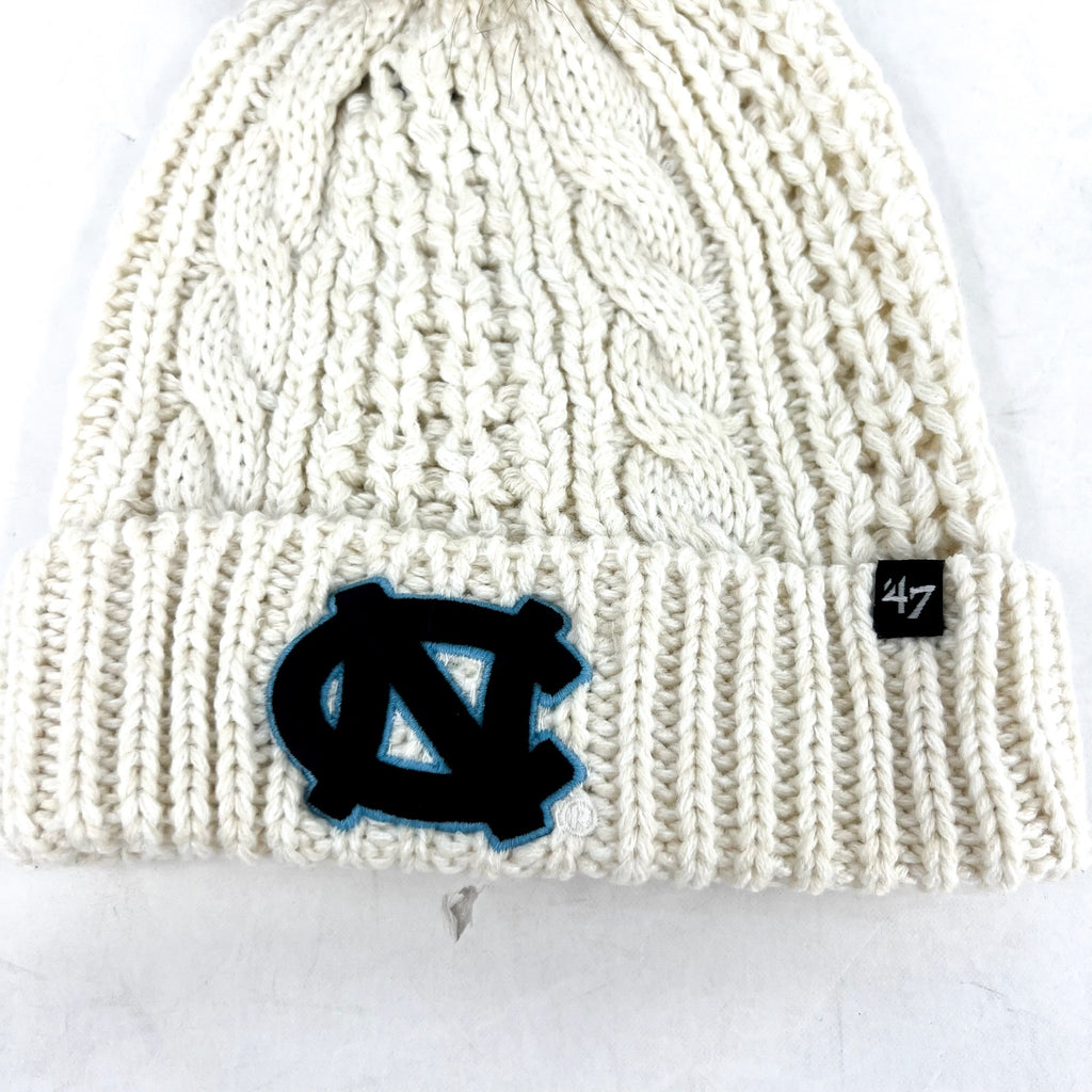 47 BRAND North Carolina Tar Heels Cuffed Knit Hat with Pom OS White NWT