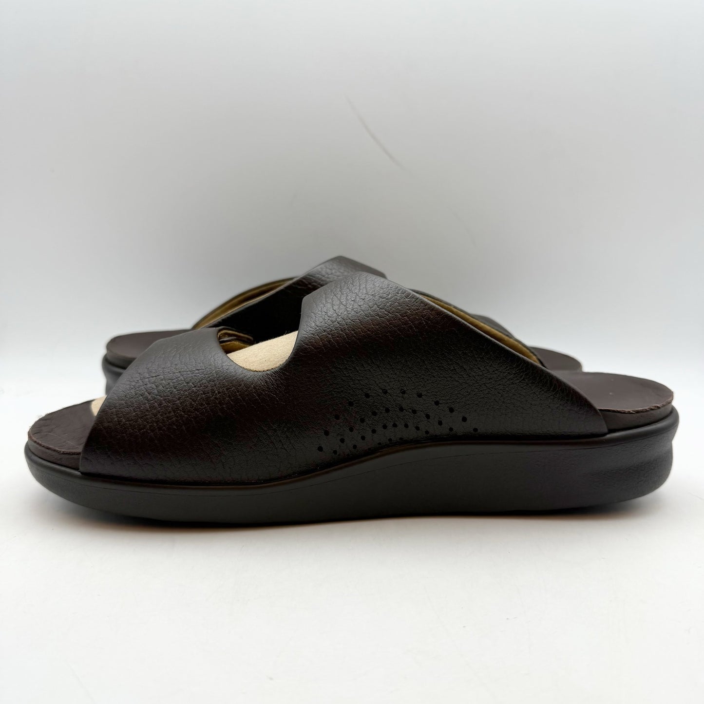 SAS Mens Encore Slide Sandals US 9.5 Wide Dark Brown Leather Comfort NWOB