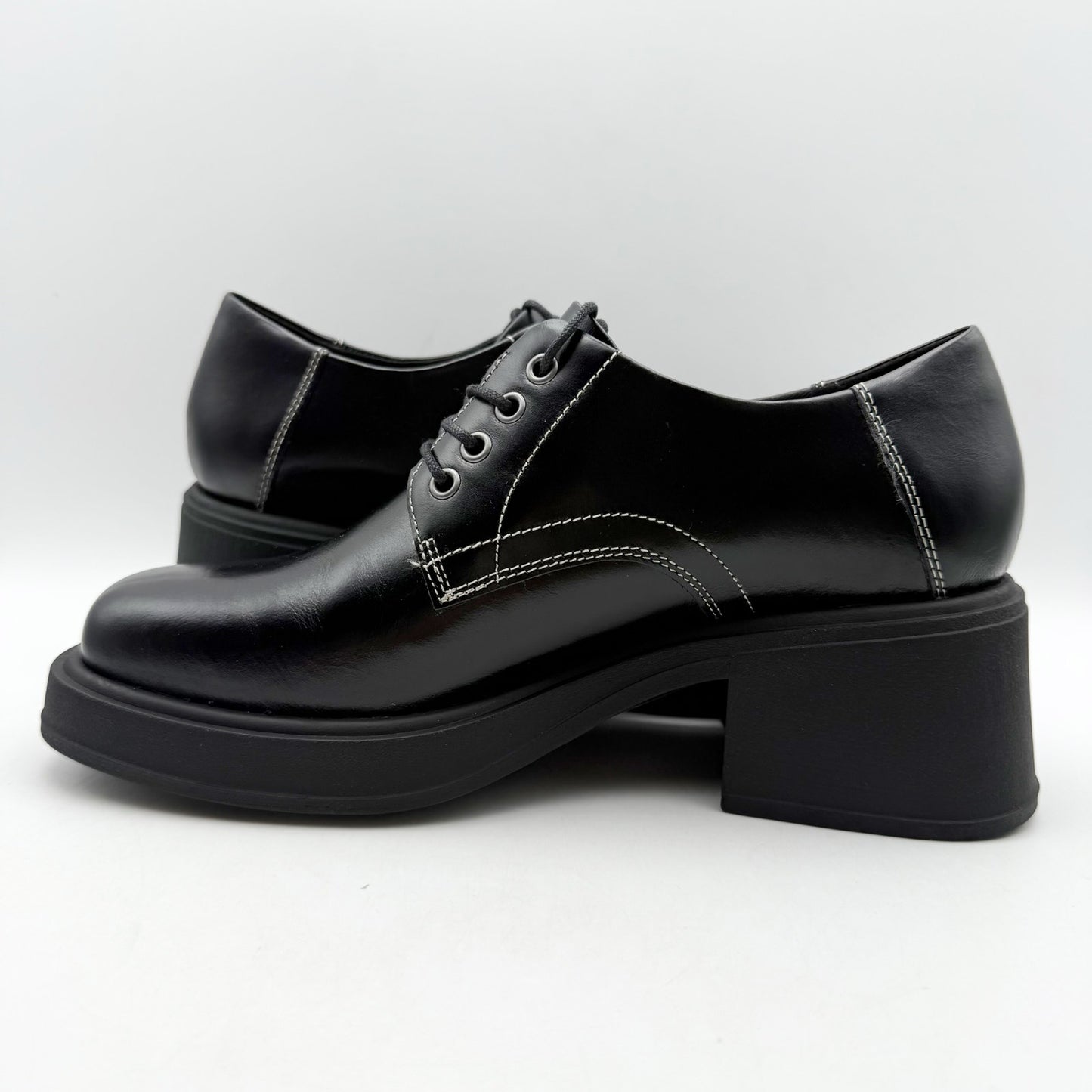 Vagabond Womens Dorah Lace up Oxford Shoes EU 39 US 9 Black Leather NIB