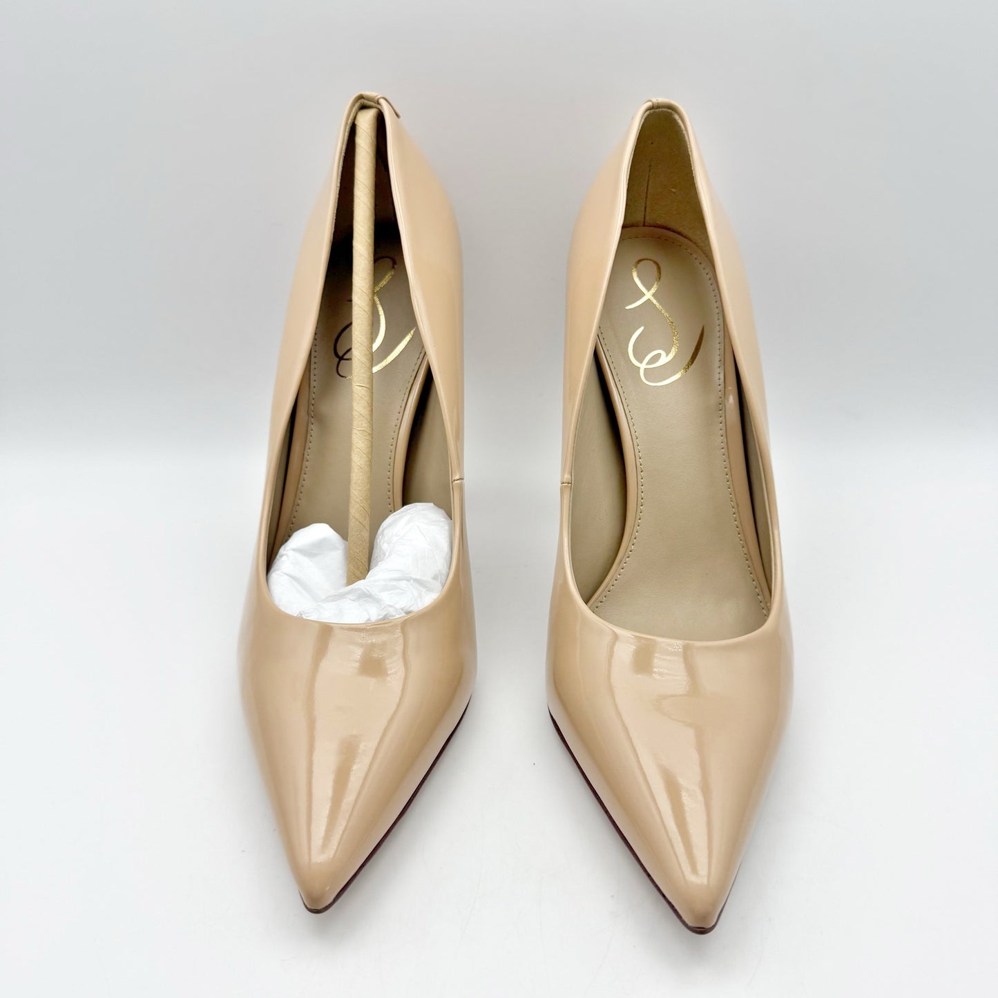 Sam Edelman Womens Antonia Pumps US 7.5 M EU 37.5 Beige Patent Leather NIB