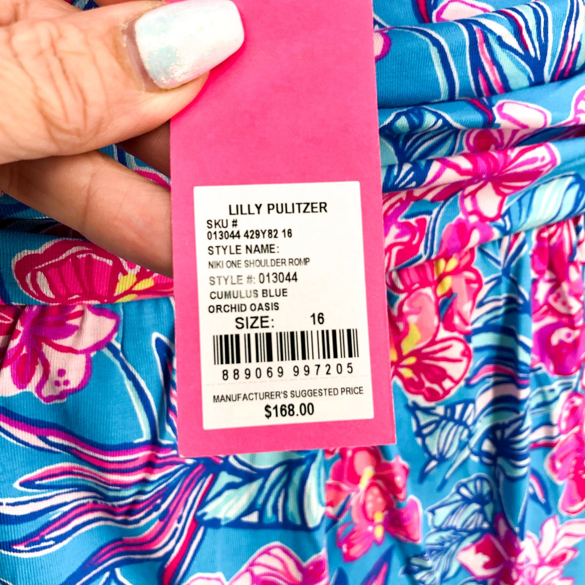 LILLY PULITZER Niki One Shoulder Romper Size 16 Cumulus Blue Orchid Oasis NWT