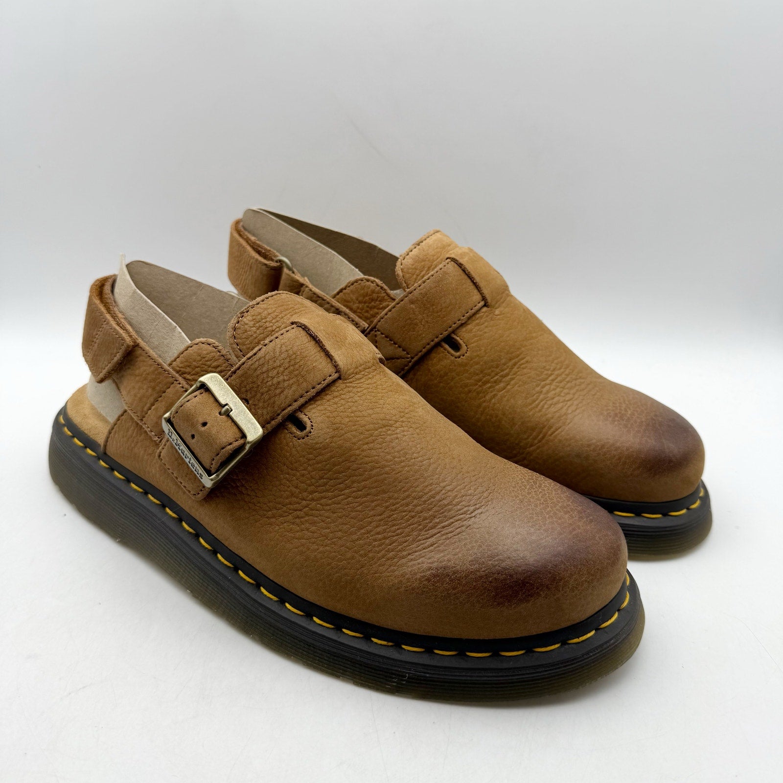 Dr. Martens Jorge II Slingback Mules WOMENS 11 MENS 10 Brown Suede Clogs NIB