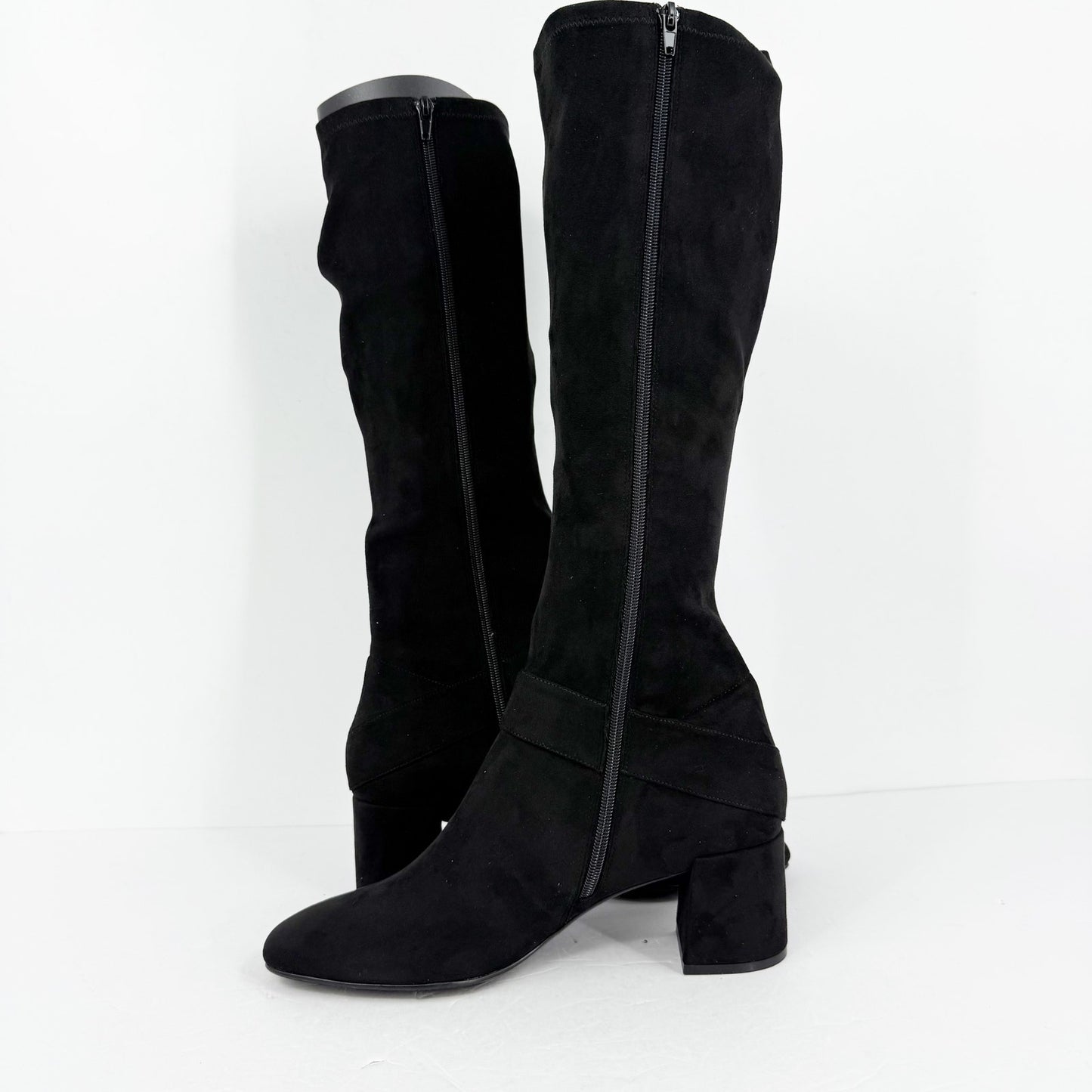 Vaneli Womens Sorina Tall Boots Size 11M Black Suede Slip On Flared Heel NIB