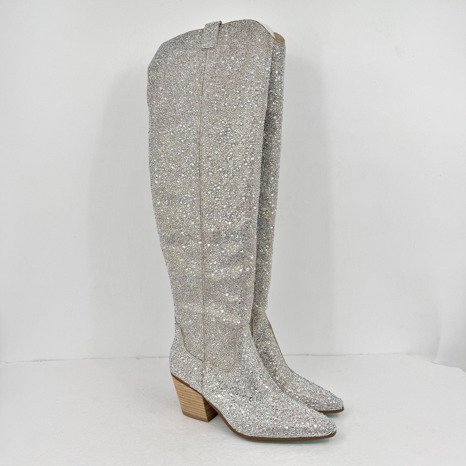 Betsey Johnson Womens Rodeo Over the Knee Boot US 11 Multicolor Rhinestone NWOB