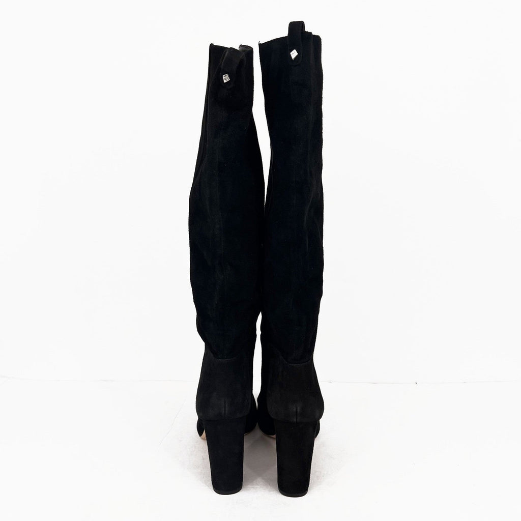 Sam Edelman Womens Caprice Heeled Knee High Boots Size 9 EU 39 Black Suede NWOB