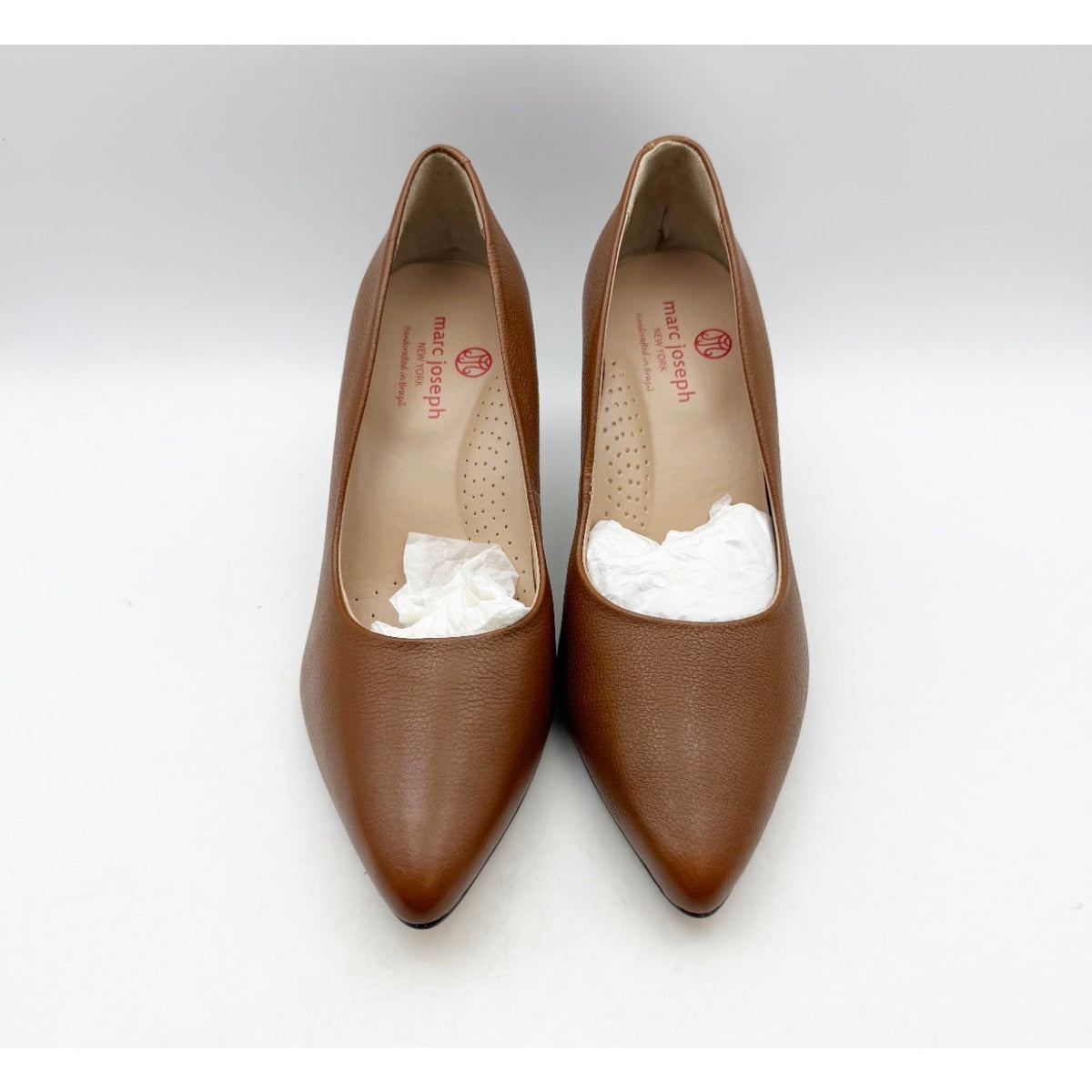 Marc Joseph Womens Trinity PL Pump Size 7 EU 38 Cognac Napa Brown Leather NWOB