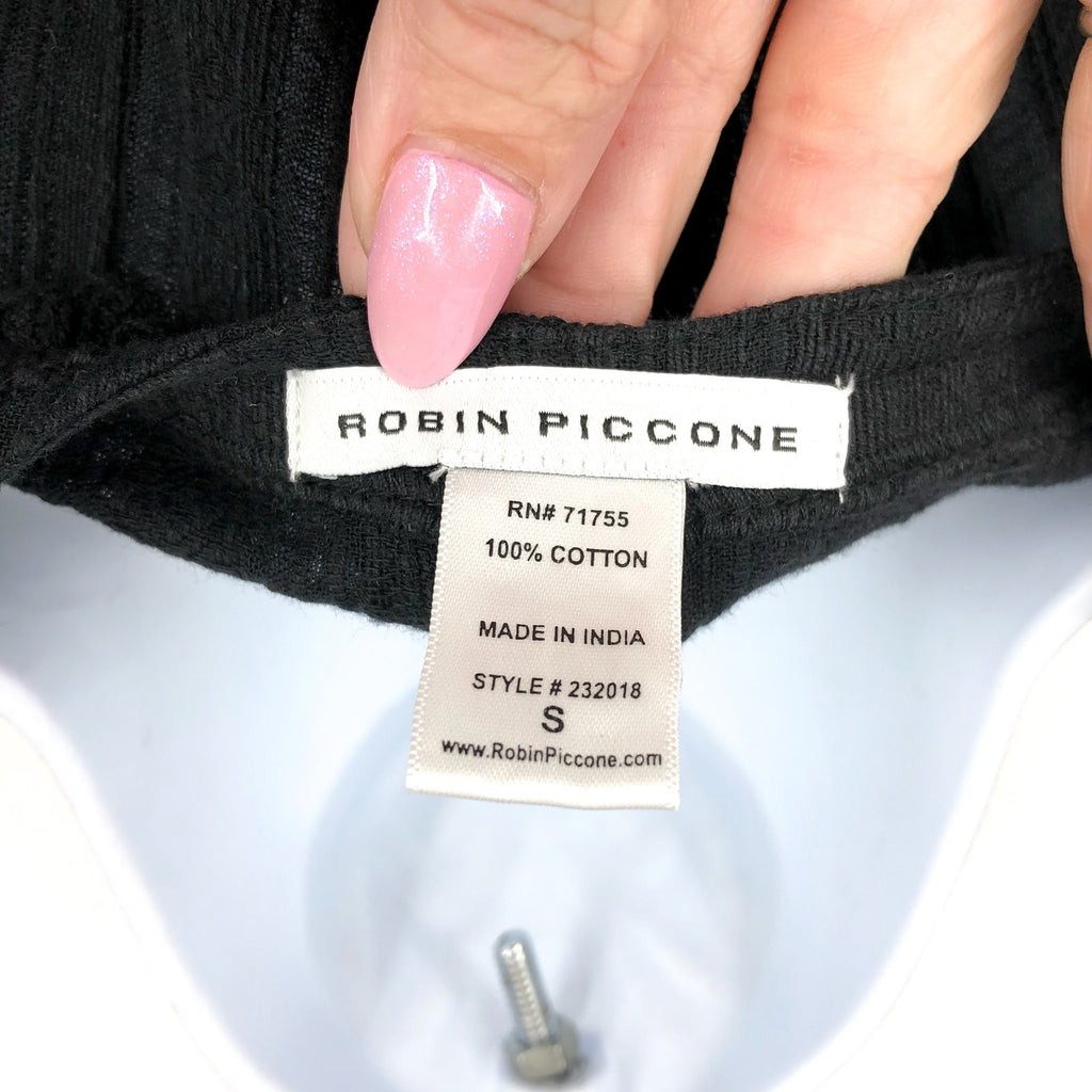 ROBIN PICCONE Women's Jo Tunic Cover Up Small Black 3/4 Sleeves Lace Vneck NWOT