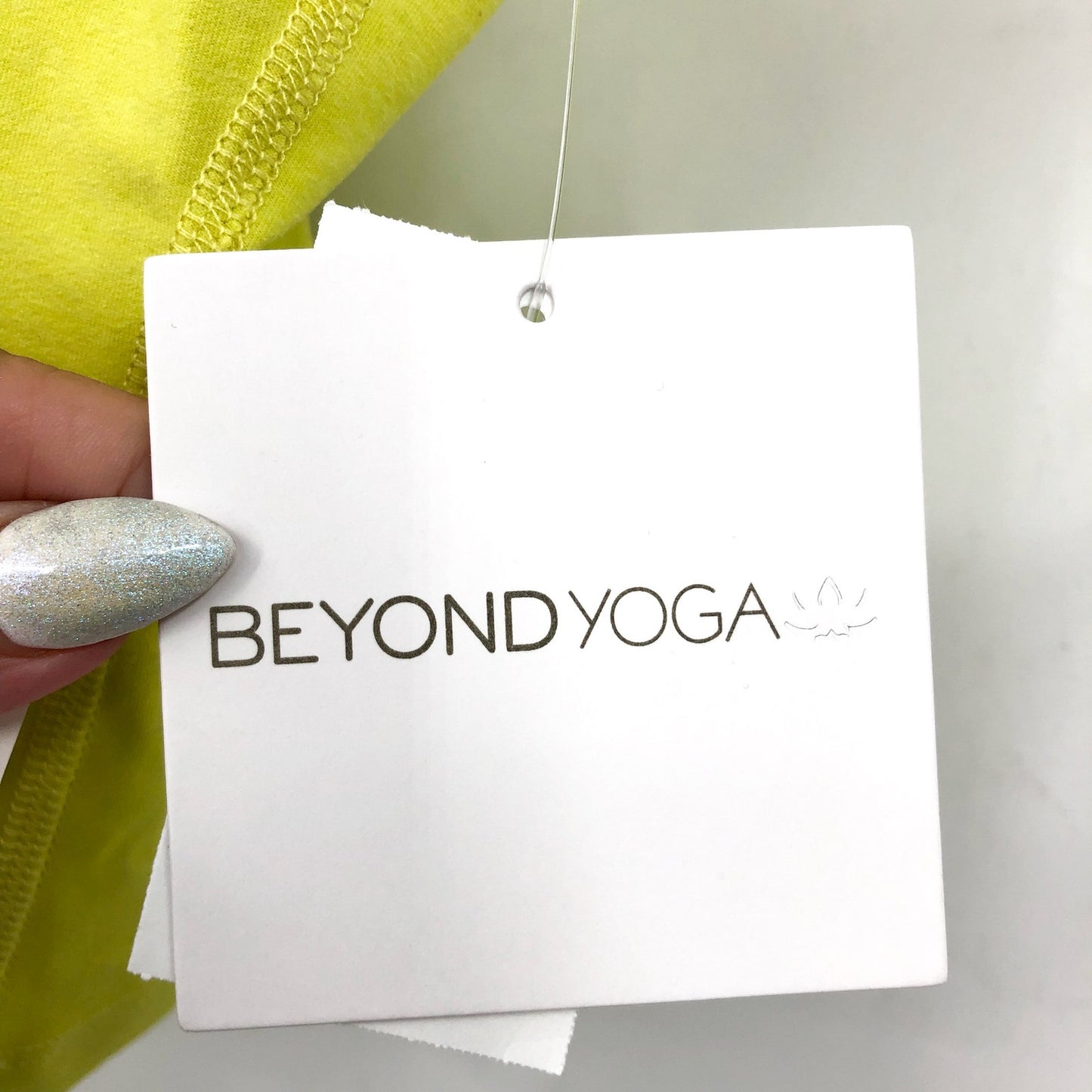 BEYOND YOGA Spacedye Slim Racerback Cropped Tank Large Neon Yellow NWT