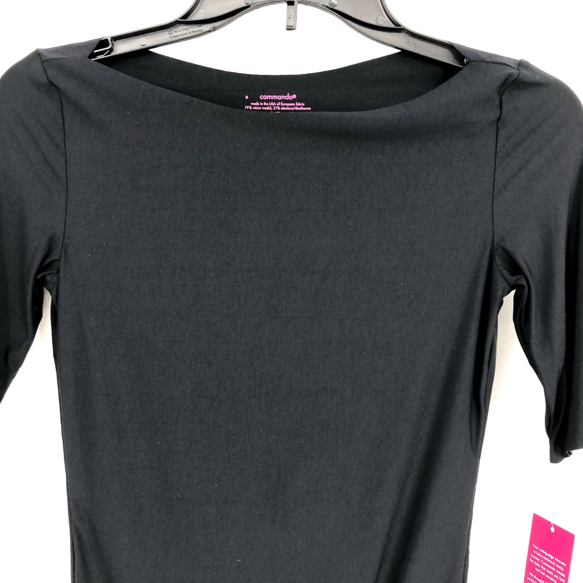 COMMANDO Women's Butter Boatneck Bodysuit XS Black Short Sleeve NWT