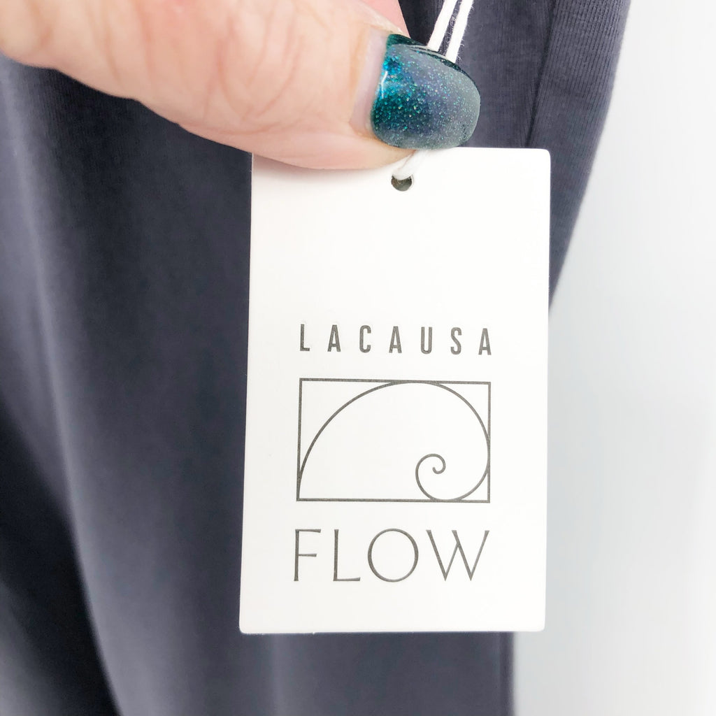 LACAUSA Womens Flow Prana Unitard Medium Charcoal Grey Yoga Tank Low Back NWT