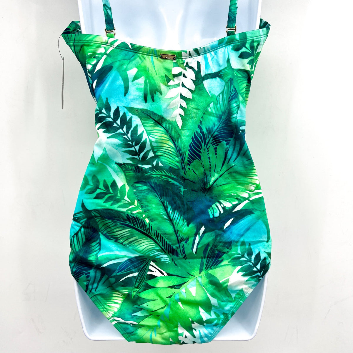 LAUREN RALPH LAUREN Women's One-Piece Swimsuit Size 10 Green Cartago Palms NWT