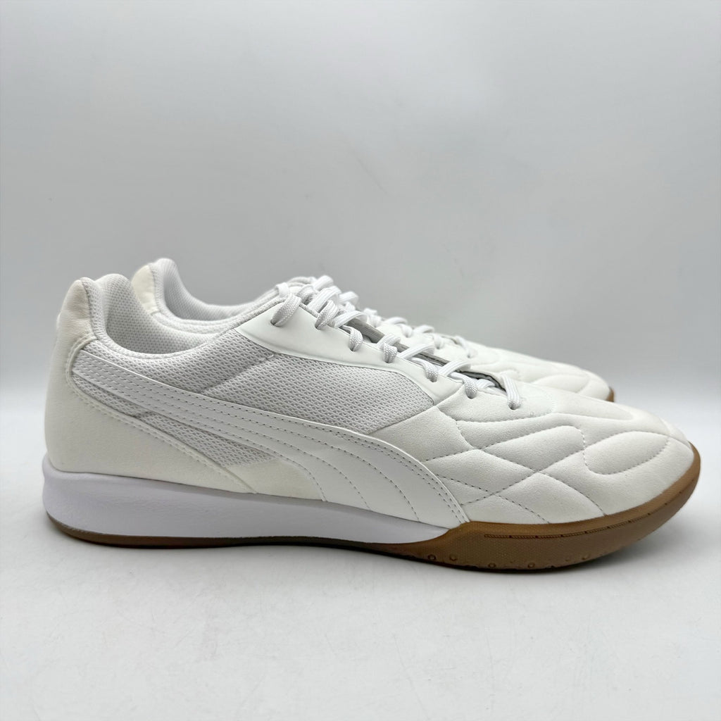 PUMA Mens King Top It Indoor Soccer Shoes US 9 White Gold Sneaker NWOB