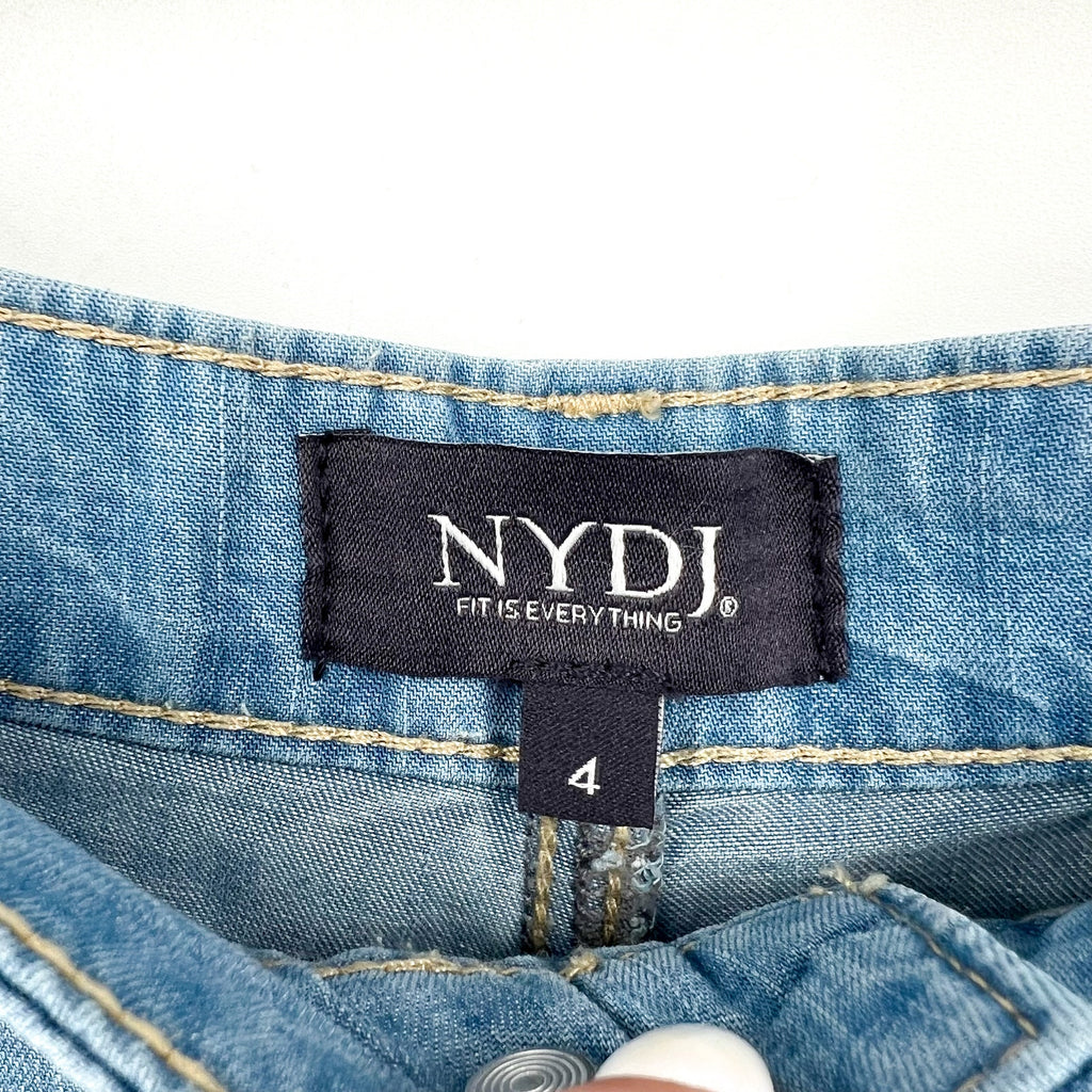 NYDJ Womens Whitney Pleated Trousers Pants Size 4 Blue Canary Beach Wide Leg NWT