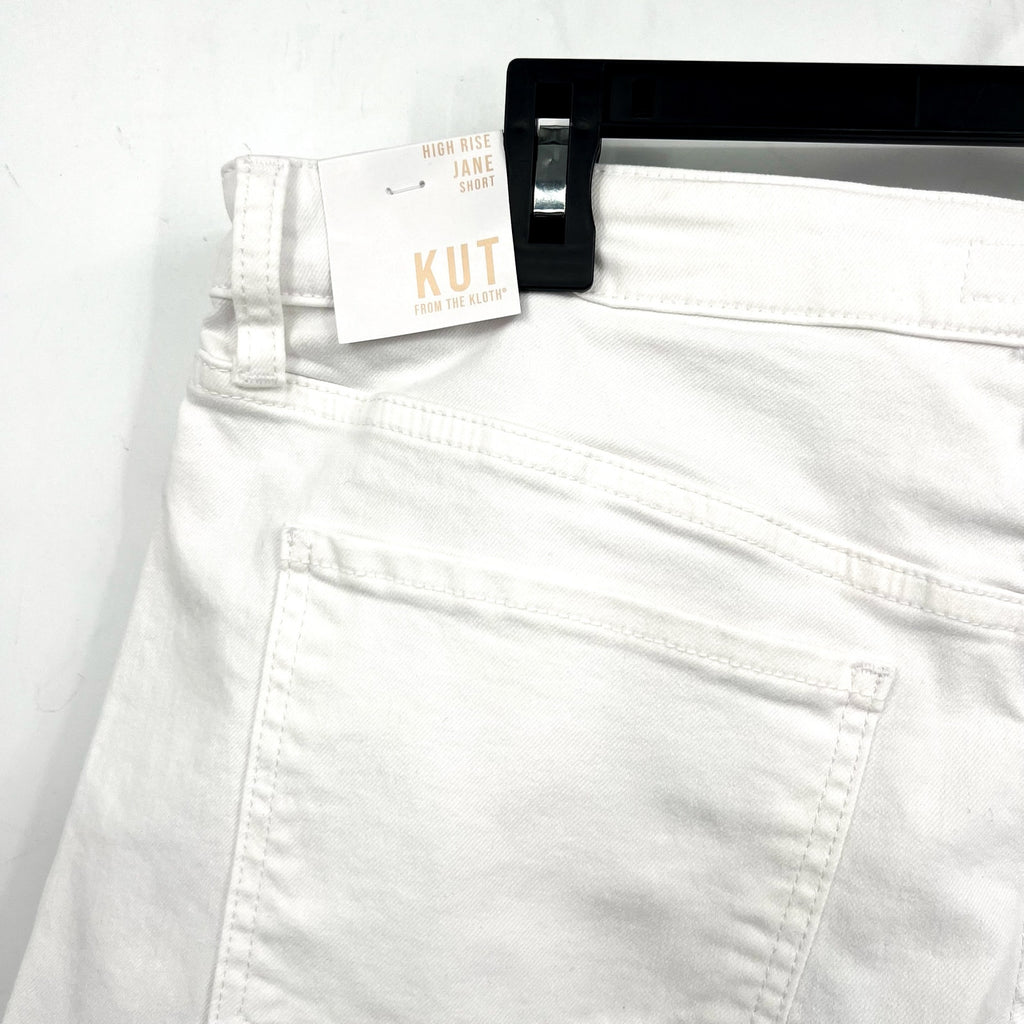 KUT FROM THE KLOTH Jane Cuff Denim Shorts Size 12 Optic White High Waist NWT