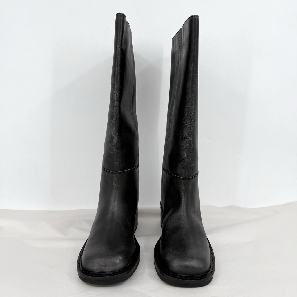 Free People Womens Dana Knee High Boots US 8 Black Distressed Leather NIB