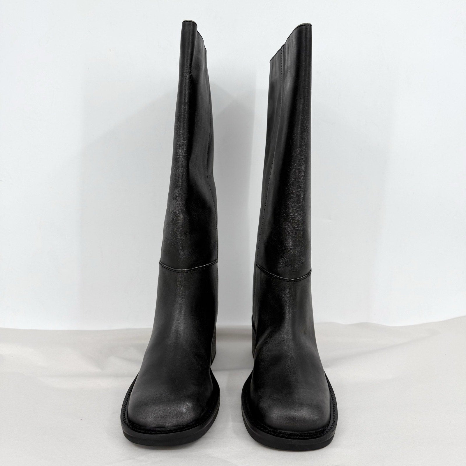 Free People Womens Dana Knee High Boots US 8 Black Distressed Leather NIB