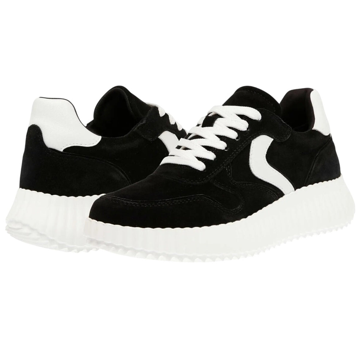 Steve Madden Womens Shereen Casual Sneakers Size 8 M Black Suede Lace-Up NIB