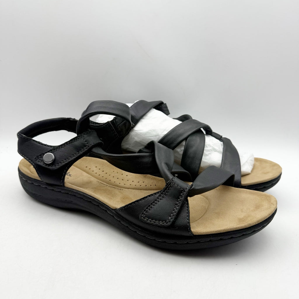 Clarks Womens Laurieann Bell Sandals US 11 M Black Leather NIB