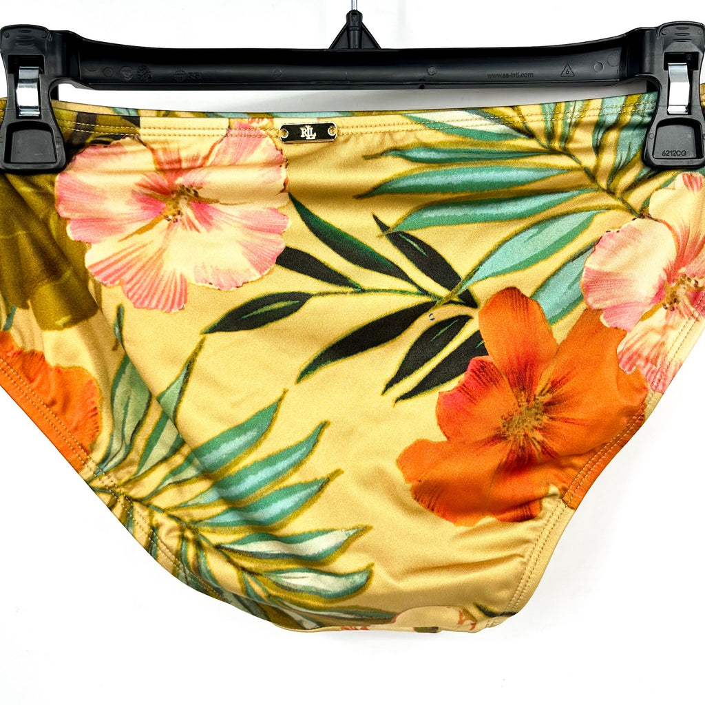 LAUREN RALPH LAUREN Hipster Bikini Bottom Size 10 Gold Island Tropical Print NWT