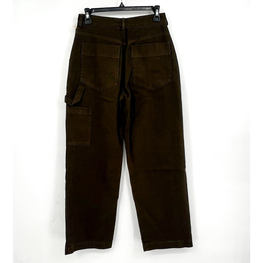 LACAUSA Women's Aiden Trouser Jeans Size 4 Green Brown Nori Mid Rise NWT