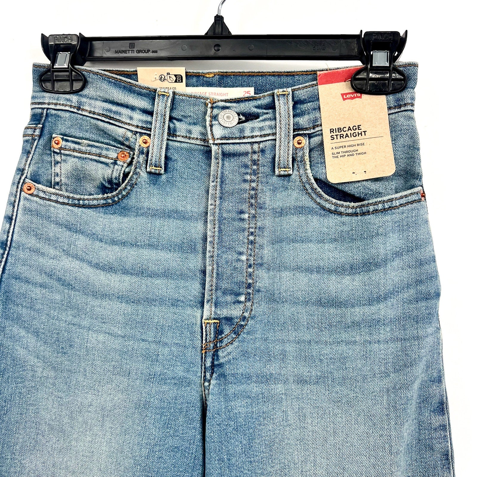 Levi's Womens Ribcage Straight Jeans 25x32 0 Blue Ringing Bells 79078-0017 NWT