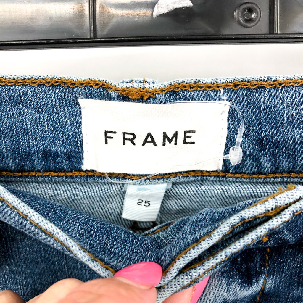 FRAME Women's Le High Straight Jeans Size 25 US 0 Blue Wash Westwood Grind NWOT
