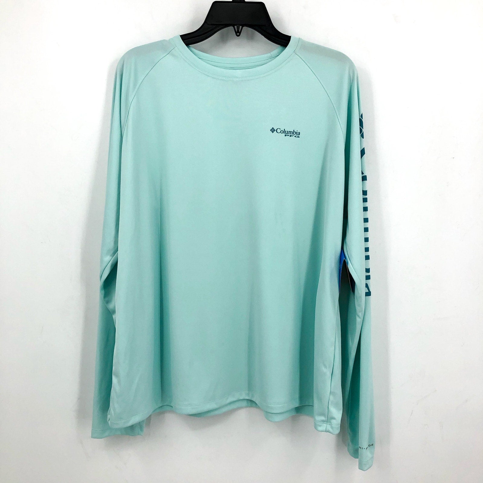 COLUMBIA PFG Tidal Tee II Shirt XXL Blue Turquoise Icy Morning Long Sleeve NWT