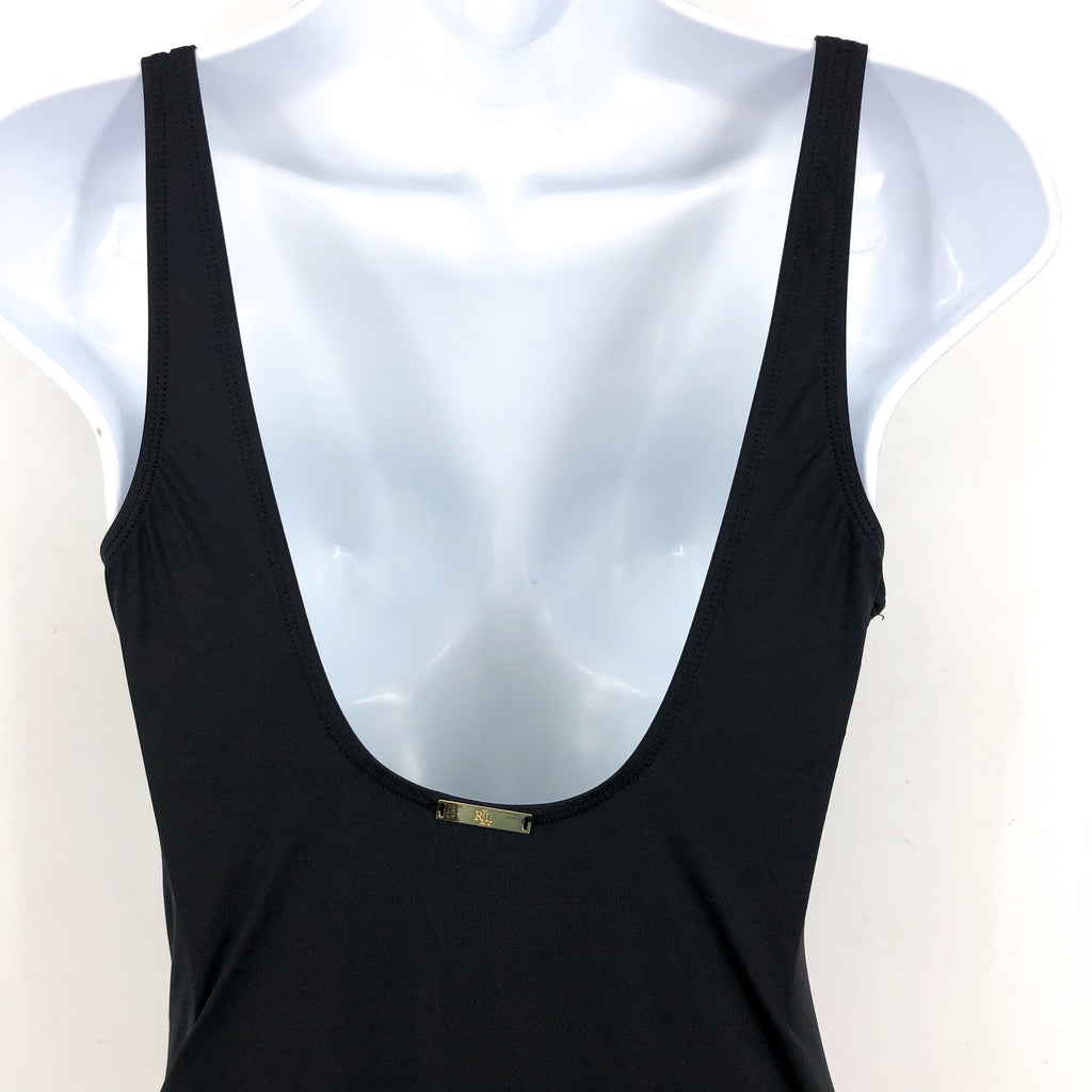 LAUREN RALPH LAUREN Twist One-Piece Swimsuit Size 8 Black Underwire OTS NWT