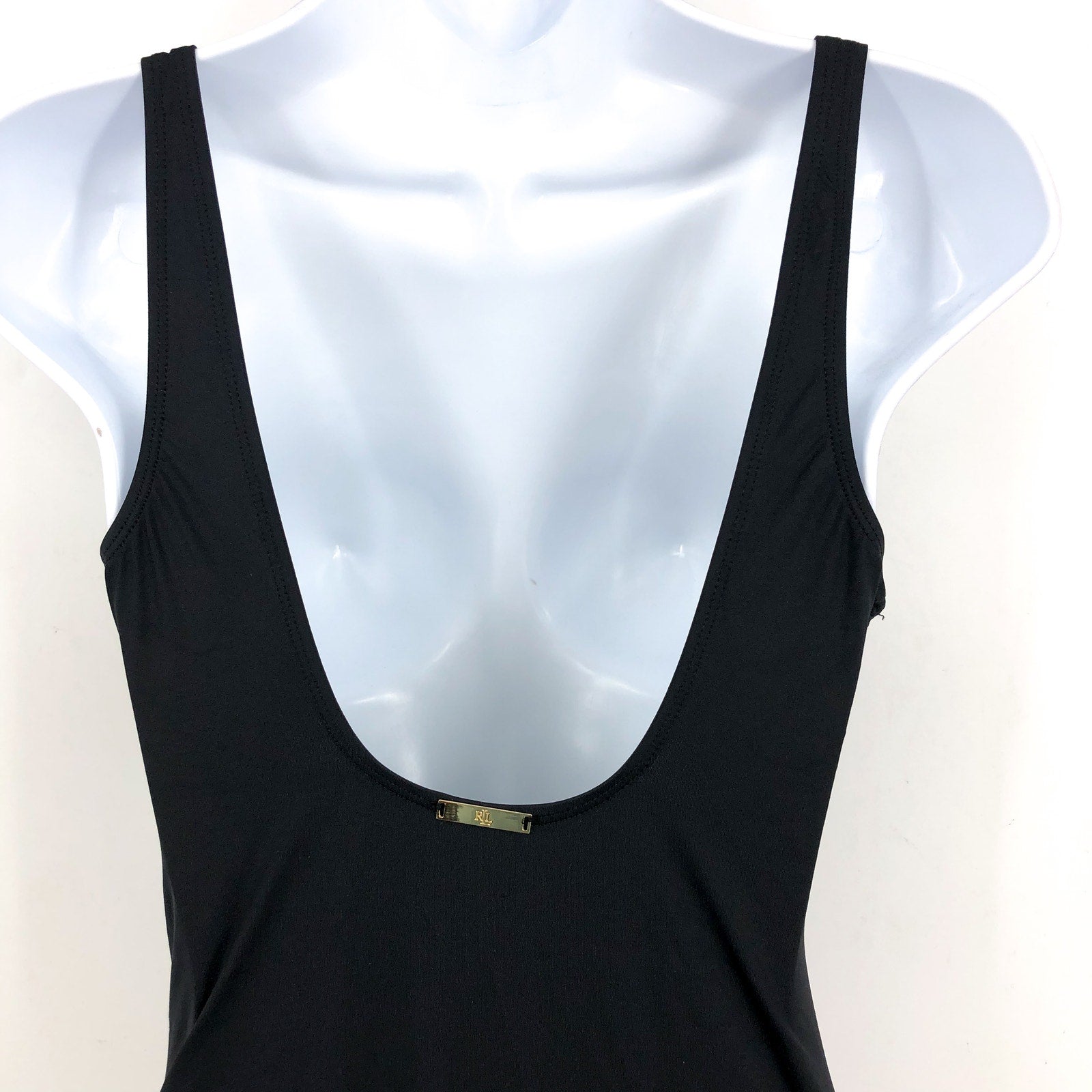 LAUREN RALPH LAUREN Twist One-Piece Swimsuit Size 8 Black Underwire OTS NWT