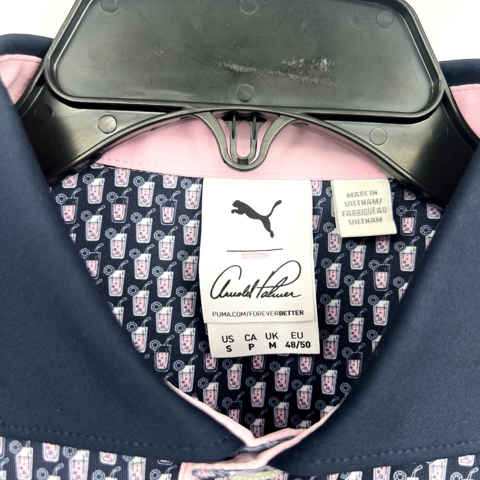 PUMA X ARNOLD PALMER Iced Tea Polo Shirt Small Navy Blue Short Sleeve Golf NWT