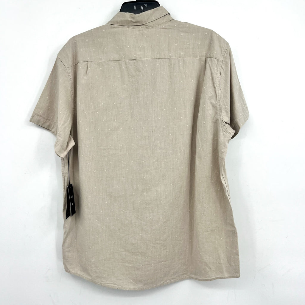 RVCA Men's That'll Do Dobby Short Sleeve Shirt XL Natural Tan Button Front NWT