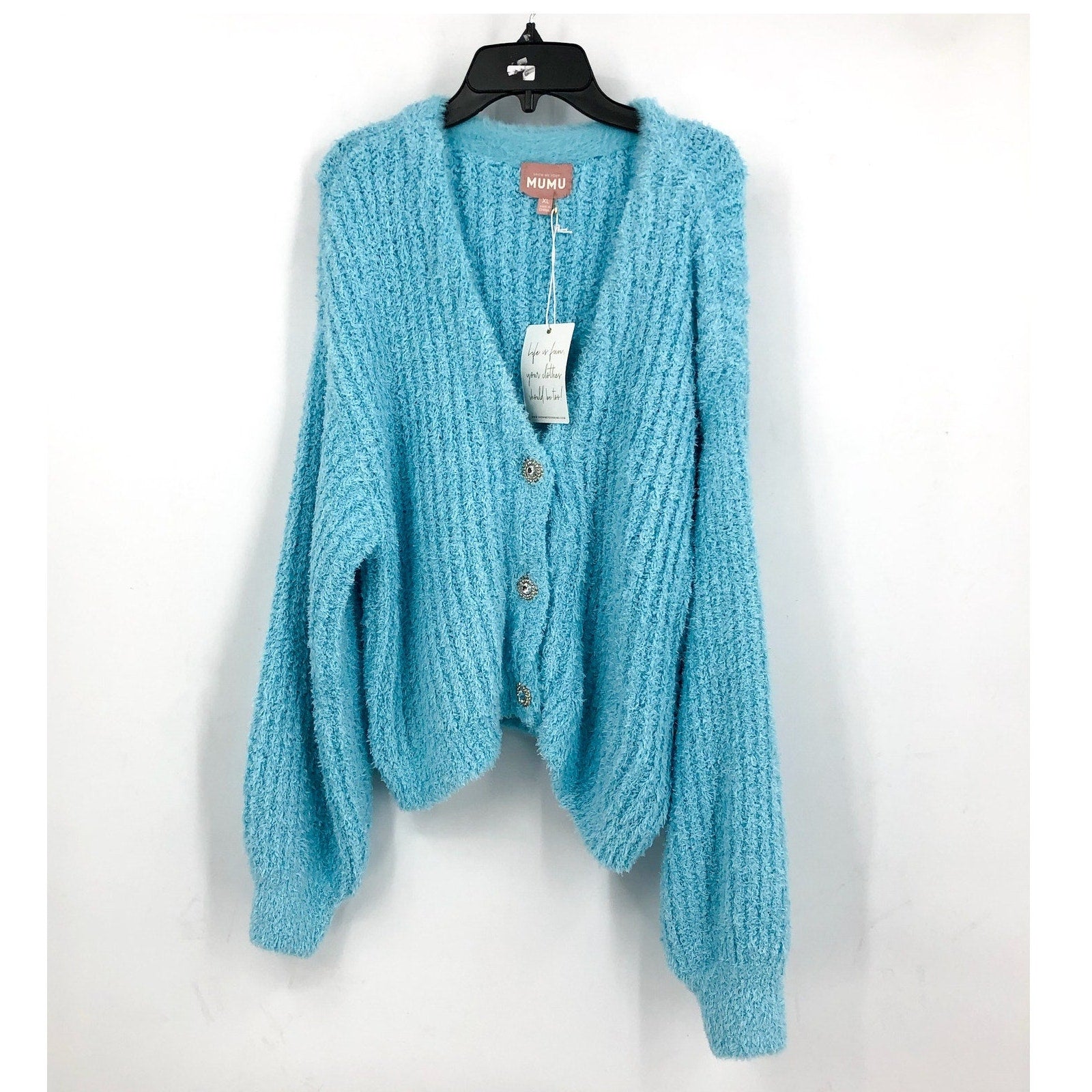 SHOW ME YOUR MUMU Women's Clemmie Cardigan XL Highlighter Blue Jewels NWT
