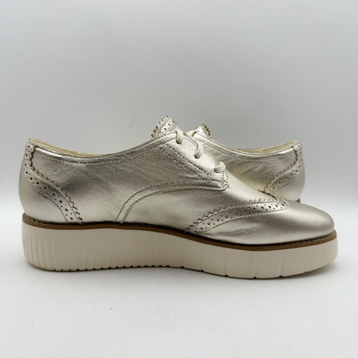 Cole Haan Womens Grand City Platform Oxford Shoe US 9 EU 39.5 Gold Metallic NWOB