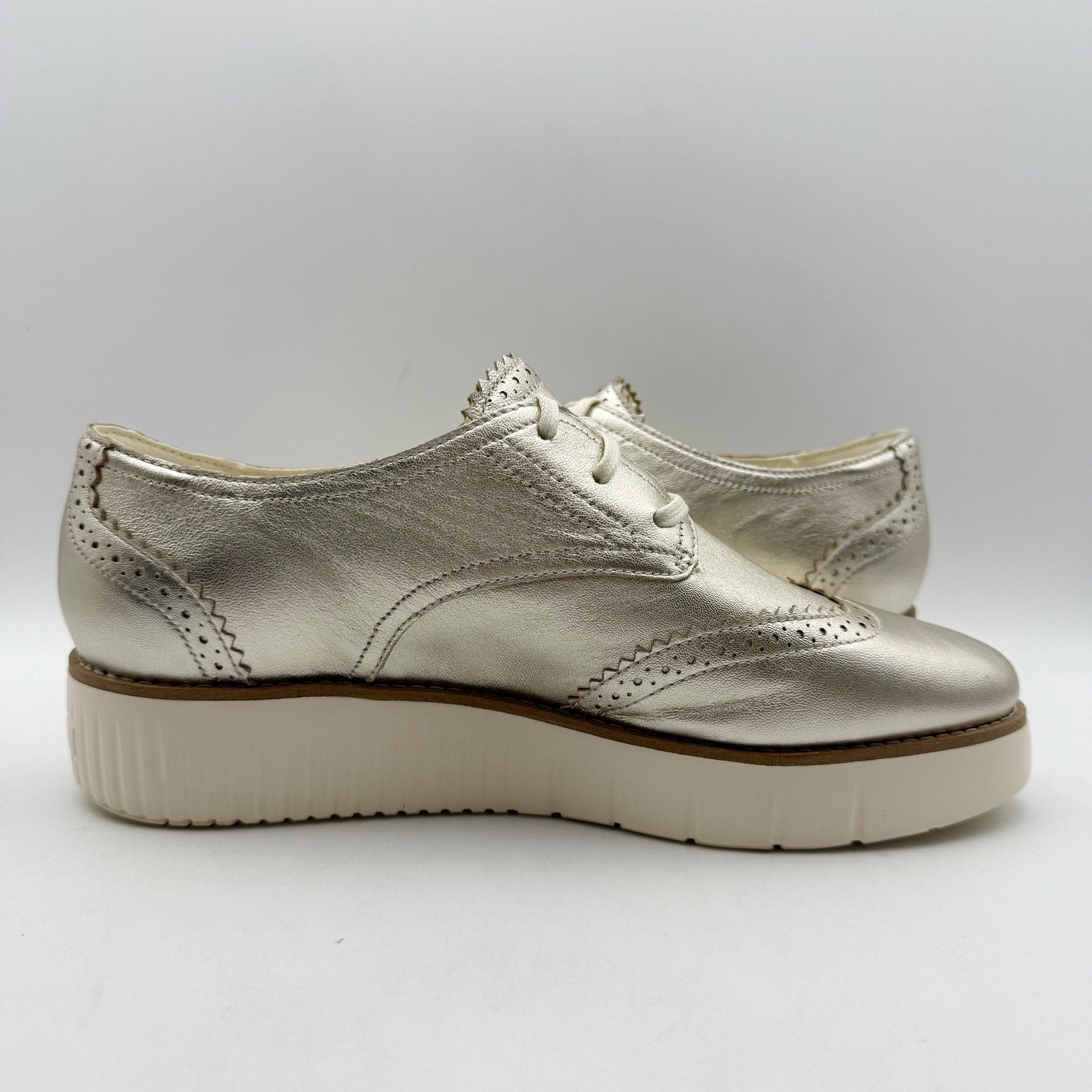 Cole Haan Womens Grand City Platform Oxford Shoe US 9 EU 39.5 Gold Metallic NWOB