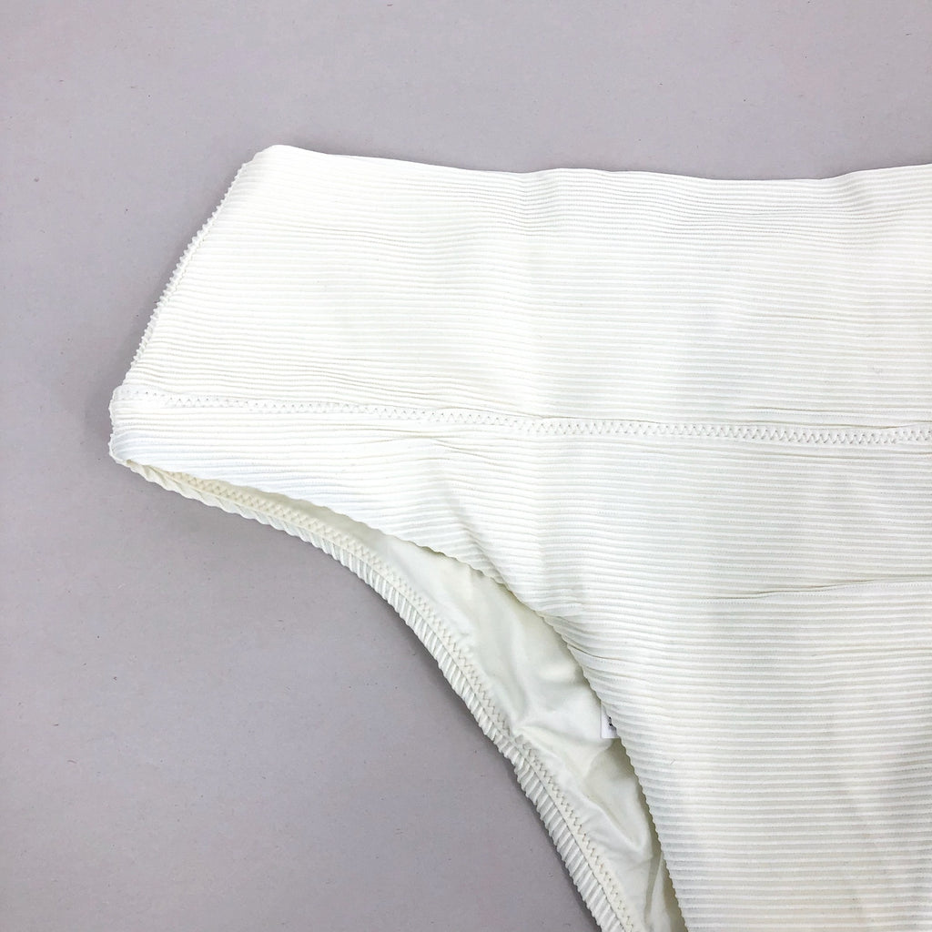PRANA Women's Aurelia Swim Bottoms XS White Horchata Ottoman High Waist NWT