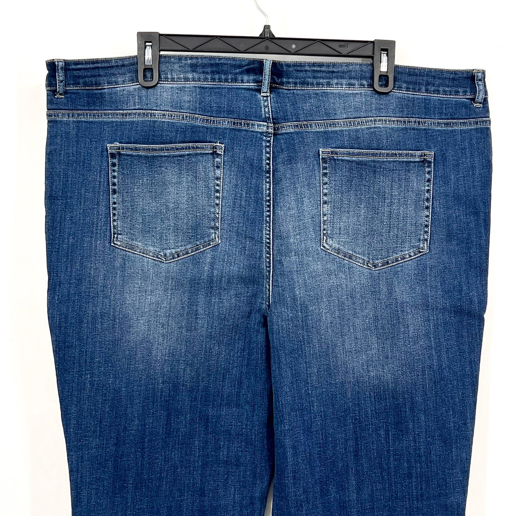 LOGO LORI GOLDSTEIN Capri Jeans Size 26W Blue Deep Indigo Eyelet Cuff NWOT