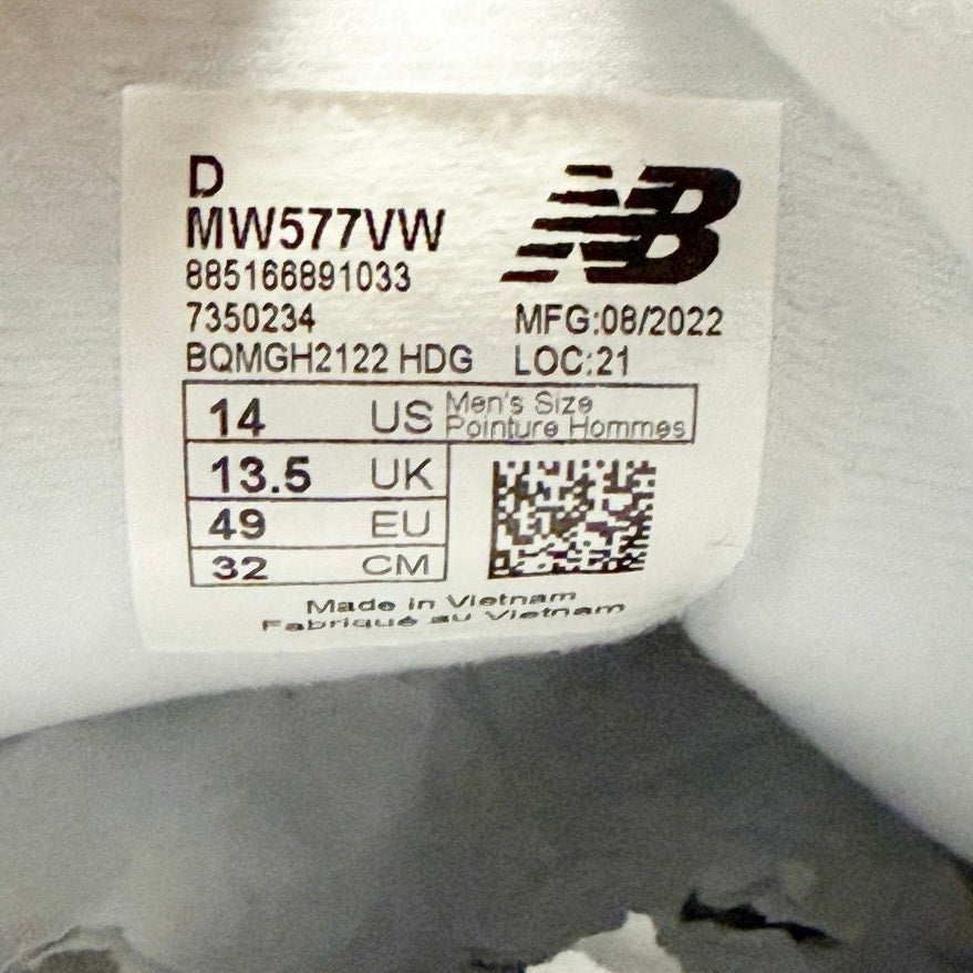 New Balance Mens 577 Sneakers US 14 White Leather Athletic Hook and Loop NIB