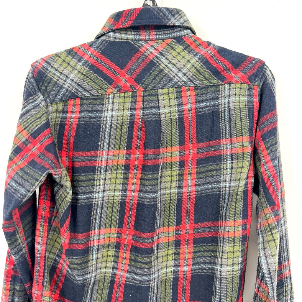 APPAMAN Boy's Long Sleeve Flannel Shirt Size 12 Blue Red Plaid Casual NWT