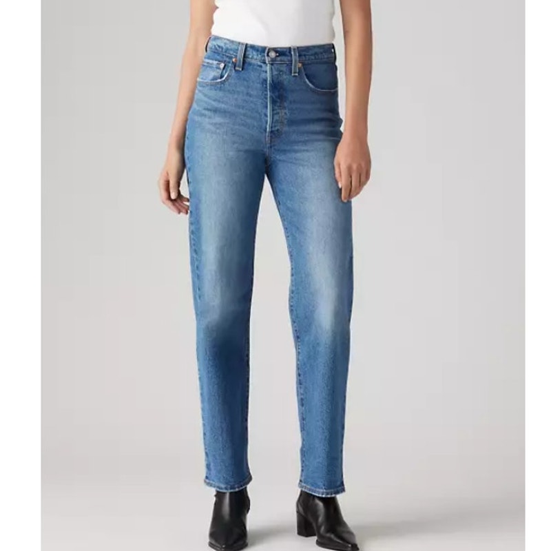 LEVI'S Womens Ribcage Straight Jeans 31x32 US 12 Blue Dance Around 790780008 NWT