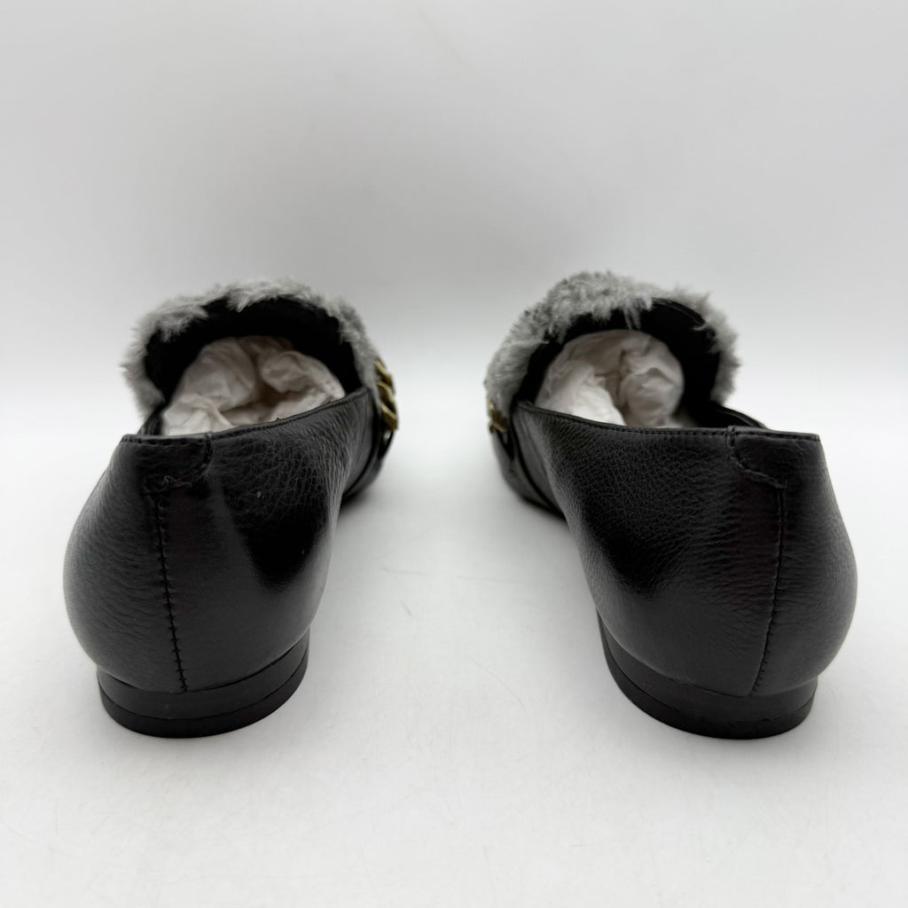Kenneth Cole Womens Wilda Loafer US 6 M Black Grey Faux Fur NIB