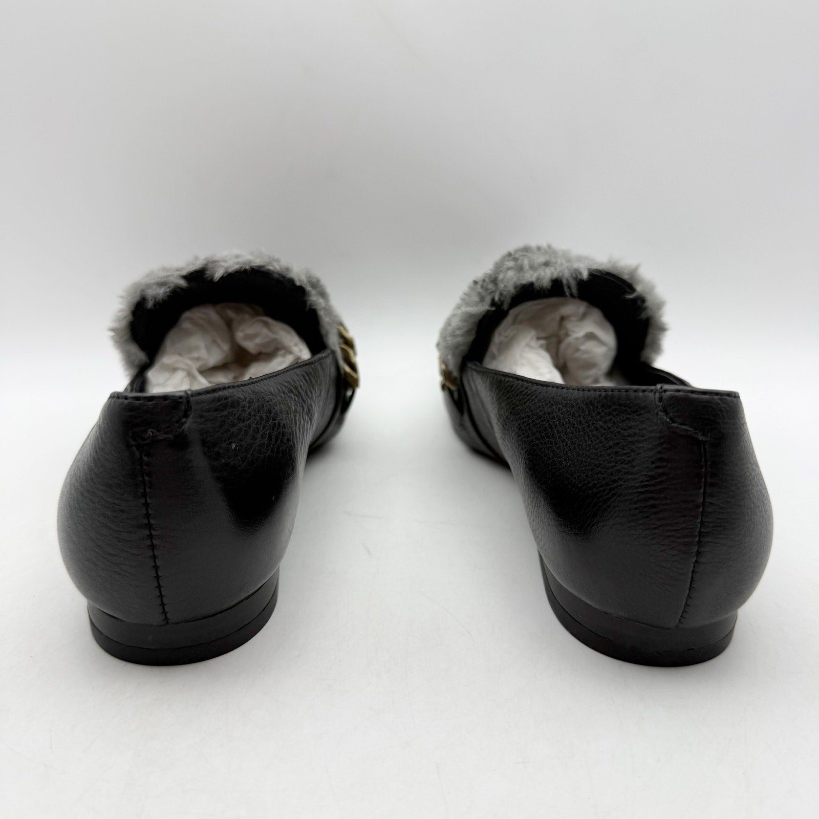 Kenneth Cole Womens Wilda Loafer US 6 M Black Grey Faux Fur NIB