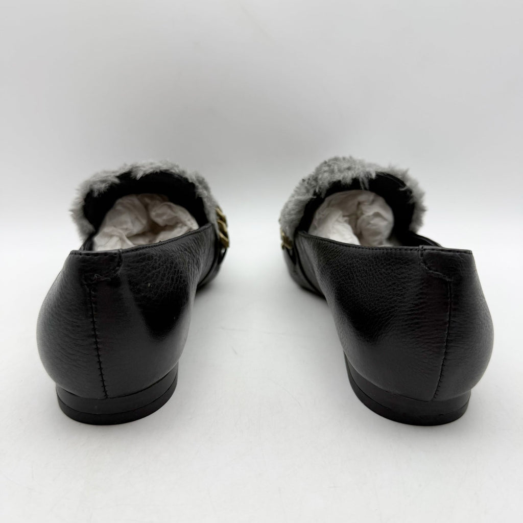 Kenneth Cole Womens Wilda Loafer US 6 M Black Grey Faux Fur NIB