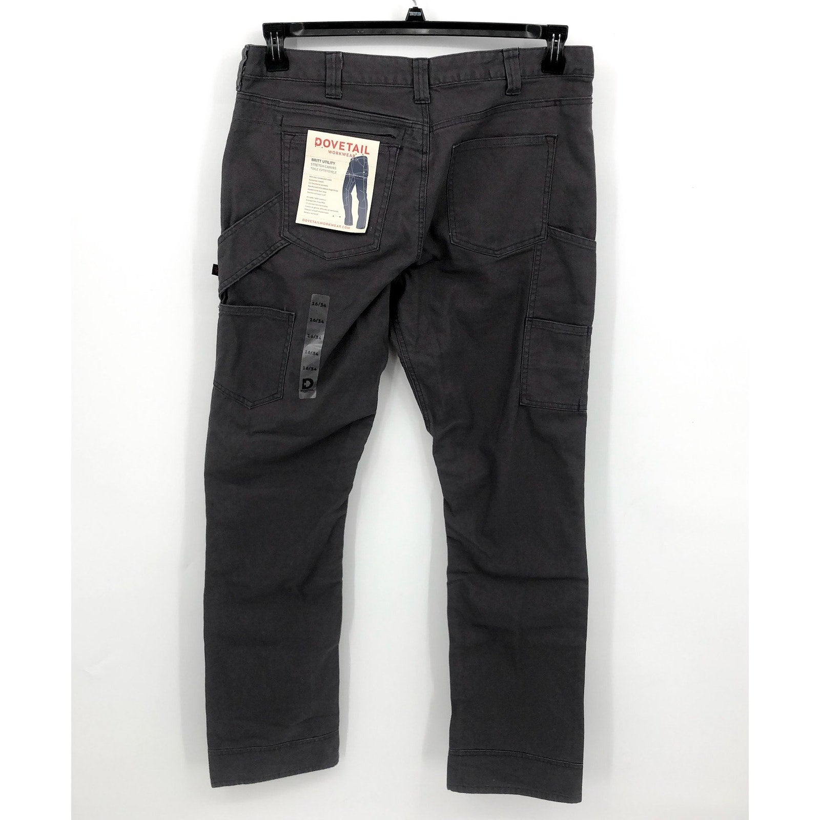 DOVETAIL WORKWEAR Women's Britt Utility Pants Size 16/34 Dark Grey Canvas NWT