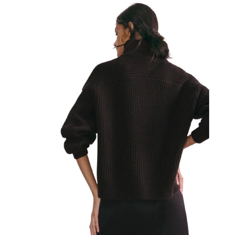 EVERLANE Women's The Half-Zip Sweater Small Luxe Merino Black Long Sleeve NWT